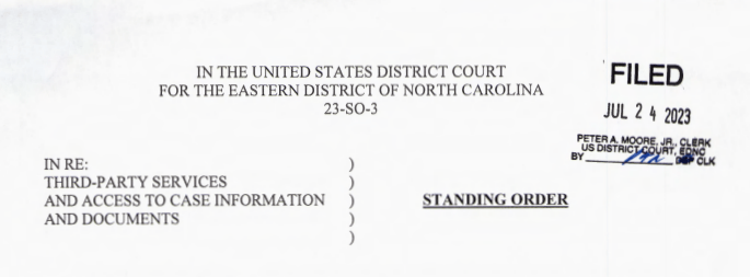 ED of North Carolina Standing Order